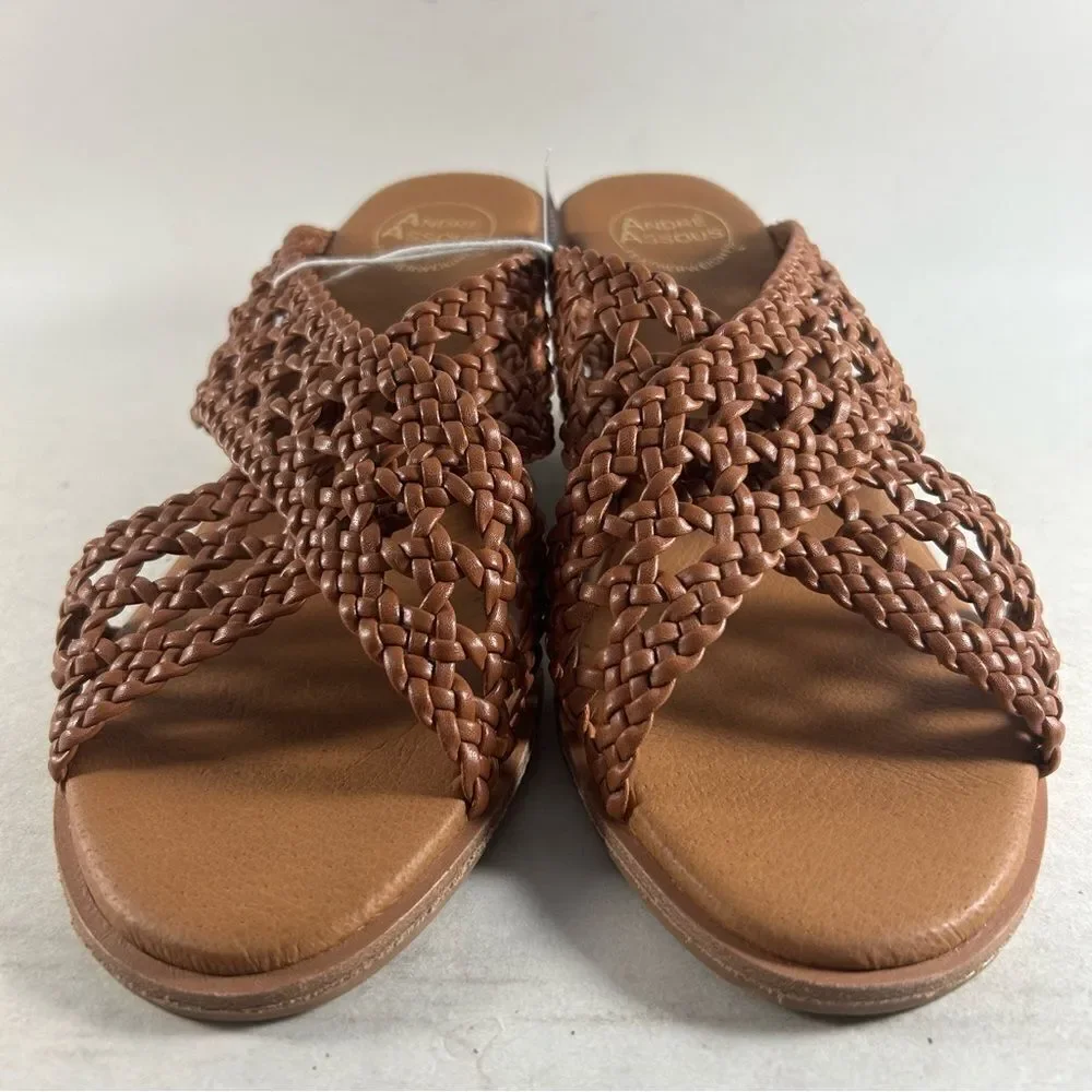 André Assous Bryana Women’s Woven Wedge Sandals Brown Size 9 M